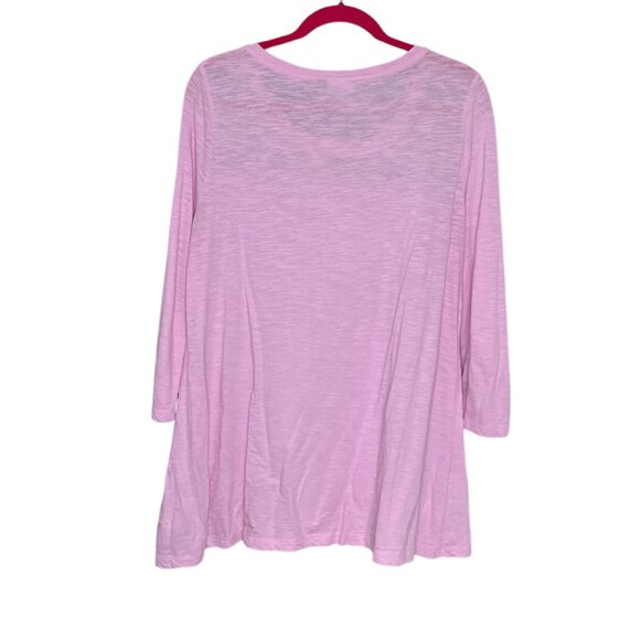 LOGO Lori Goldstein M Light Purple 100% Cotton Embroidered Detail Tunic Top - Picture 3 of 5